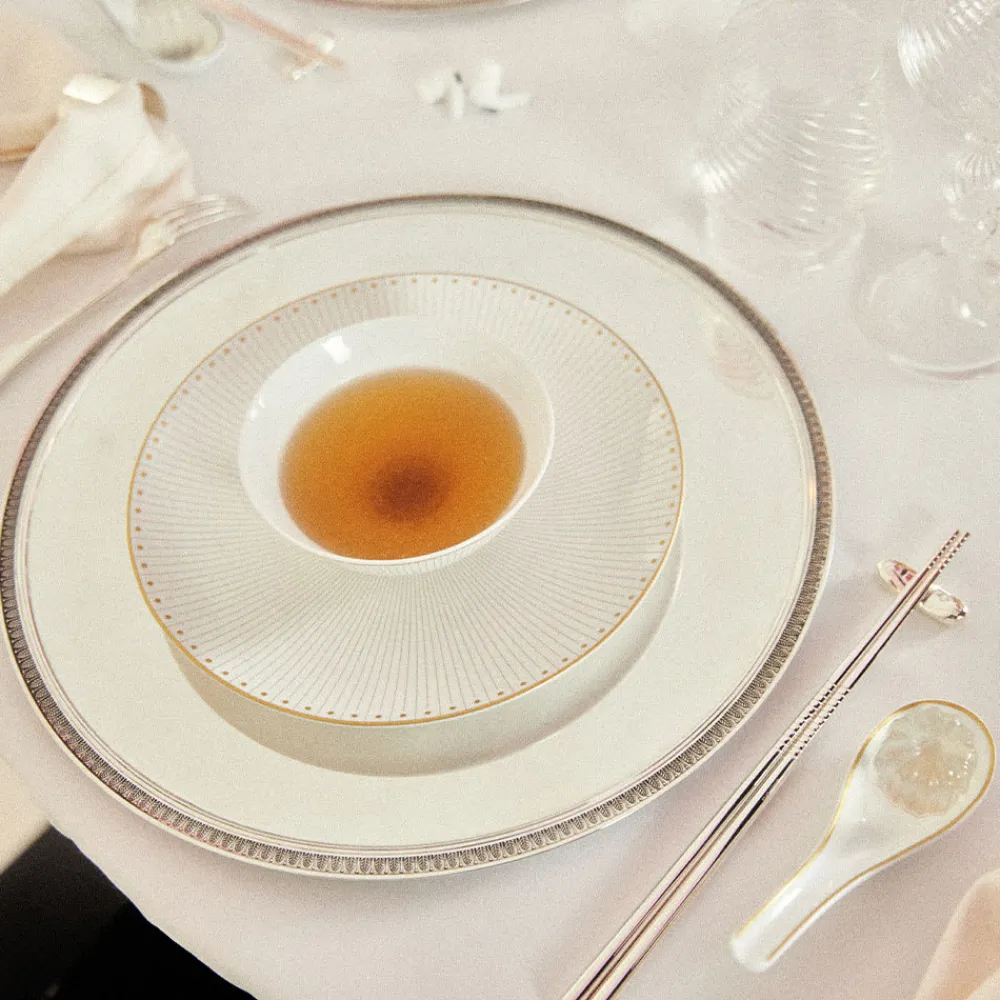 Assiettes*Christofle Assiette à dessert/gâteaux en porcelaine finition Or