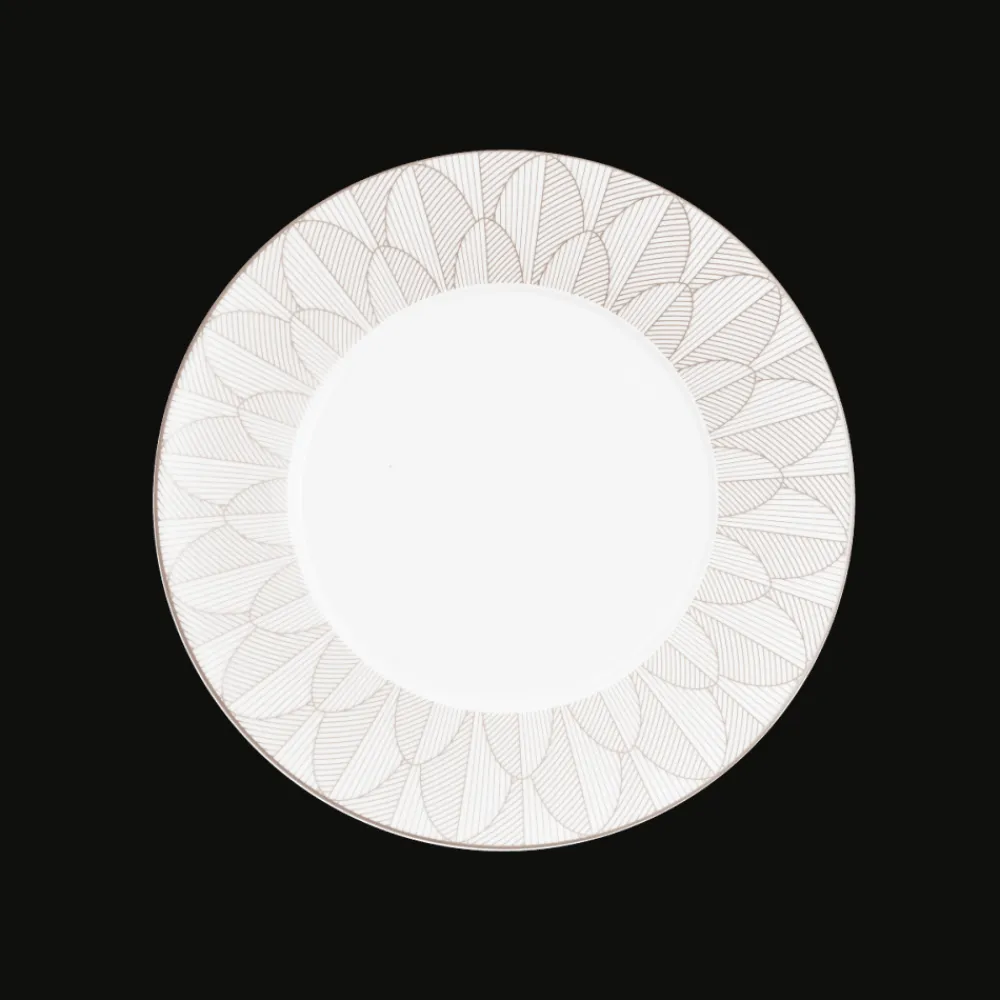 Assiettes*Christofle Assiette Américaine en porcelaine finition Platine