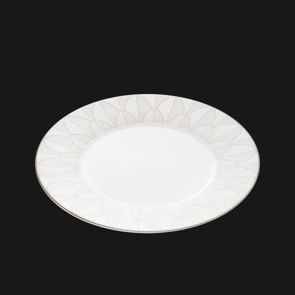 Assiettes*Christofle Assiette Américaine en porcelaine finition Platine
