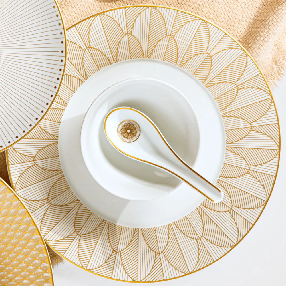 Assiettes*Christofle Assiette américaine en porcelaine finition Or