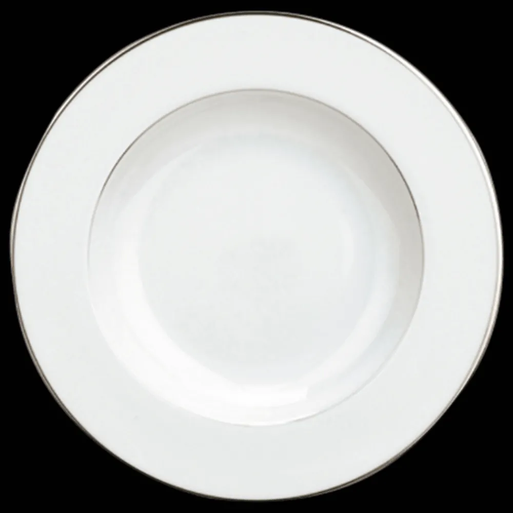 Assiettes*Christofle Assiette creuse à aile en porcelaine finition platine