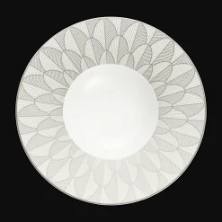 Assiettes*Christofle Assiette creuse à aile large en porcelaine finition Platine