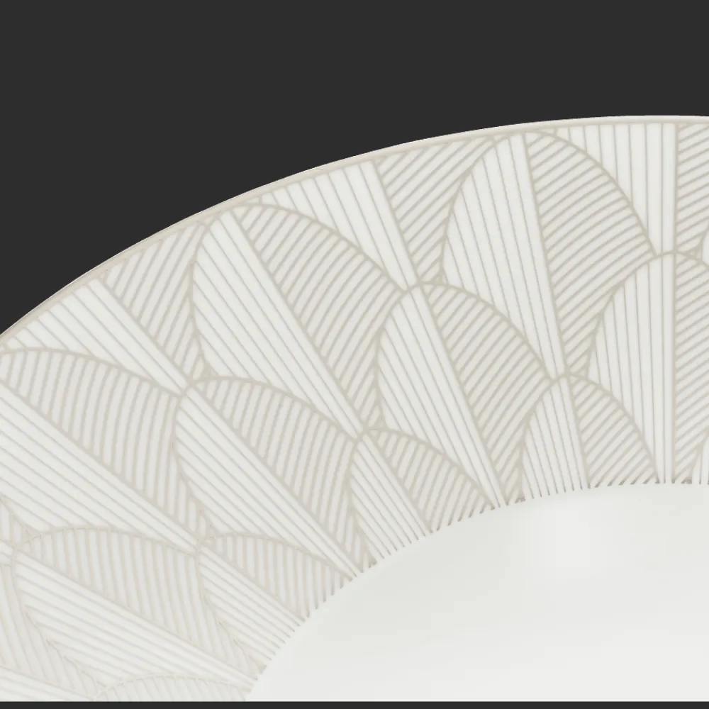 Assiettes*Christofle Assiette creuse à aile large en porcelaine finition Platine