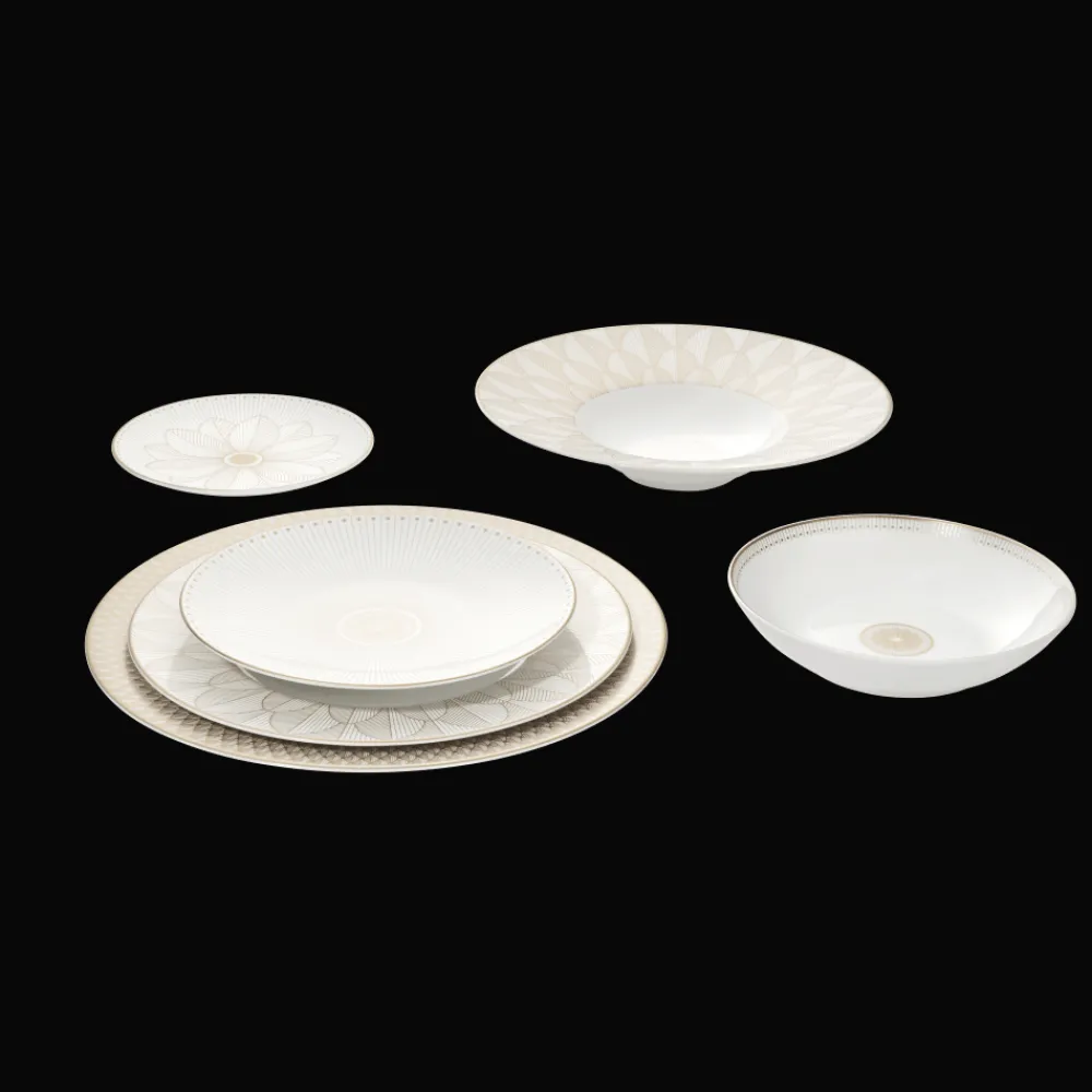 Services Asiatiques|Assiettes*Christofle Assiette Creuse Calotte en porcelaine finition Or