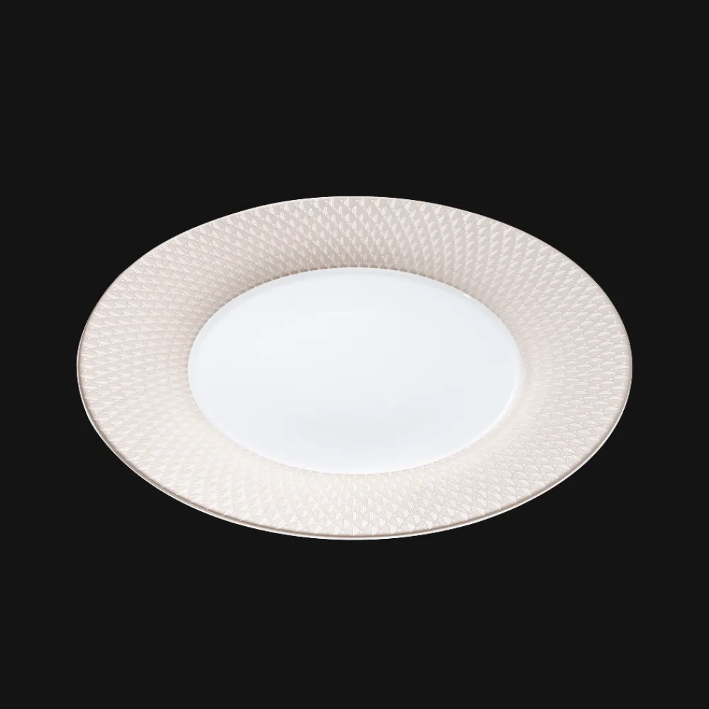 Assiettes*Christofle Assiette de présentation en porcelaine finition Platine