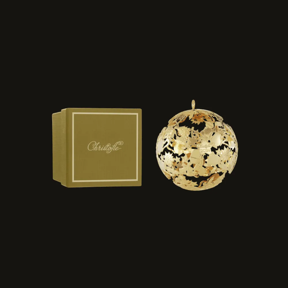 Décorations De Noël|Petite Décoration*Christofle Boule de Noël millésimée Dorée en métal argenté - Edition 2024