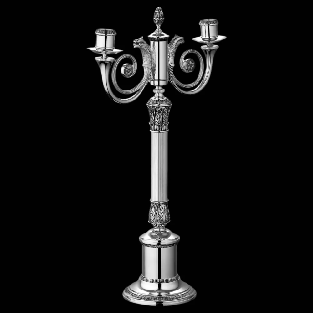 Bougeoirs Et Photophores*Christofle Candélabre 2 bougies en métal argenté