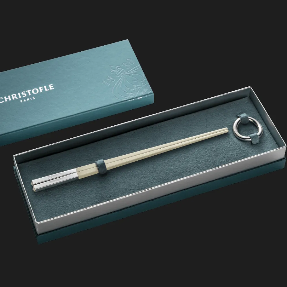 Services Asiatiques|Baguettes*Christofle Coffret de baguettes chinoises ivoire et repose-baguettes