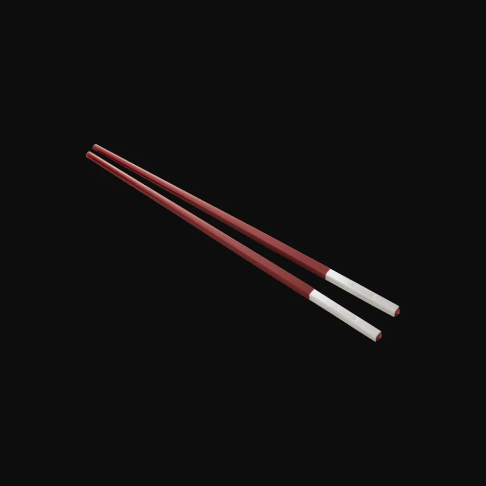 Services Asiatiques|Baguettes*Christofle Coffret de baguettes chinoises rouges et repose-baguettes