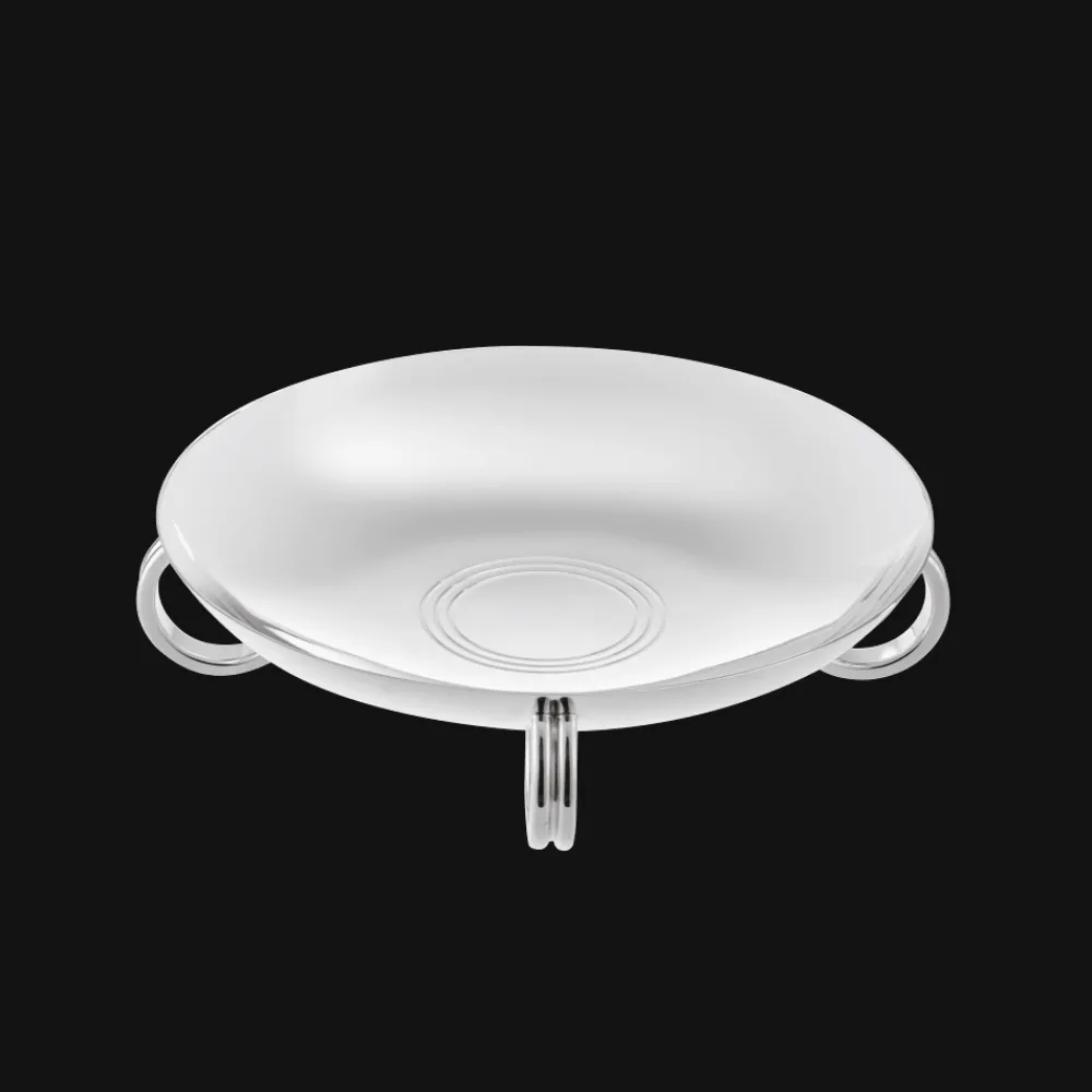 Plats*Christofle Coupe avec anneaux en métal argenté