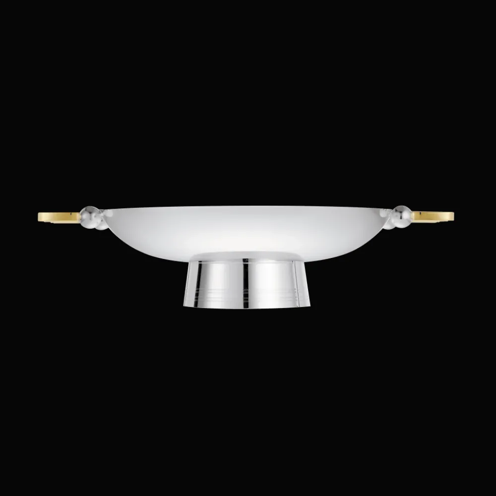 Plats*Christofle Coupe Ronde en métal argenté à Oreilles Dorées