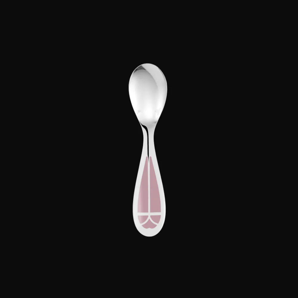 Cadeaux Personnalisables|Cadeaux Personnalisés*Christofle Cuillère naissance Rose Quartz Talisman Métal argenté