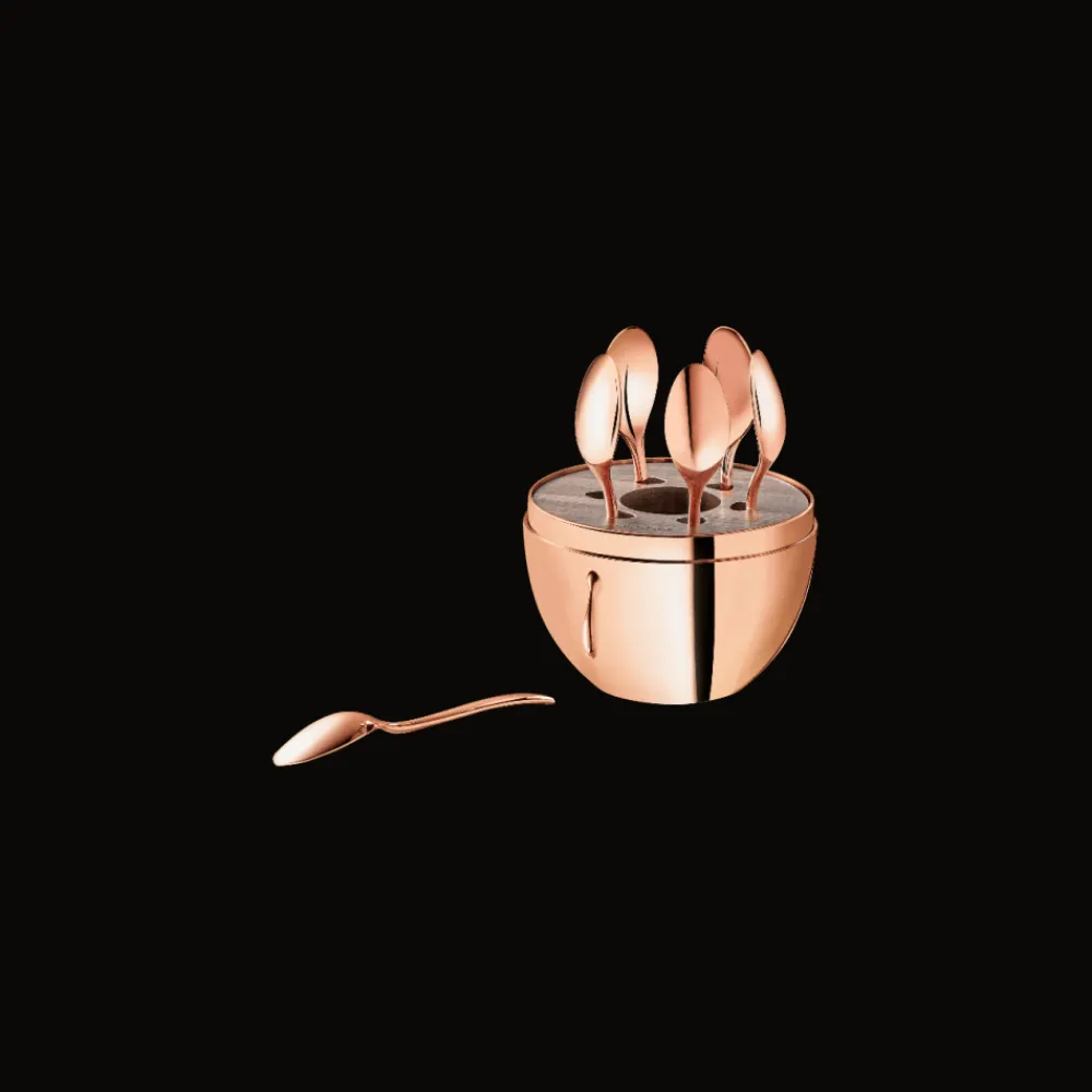Cadeaux Thé Et Café|Accessoires Thé Et Café*Christofle Ensemble 6 cuillères à espresso en métal doré à l'Or Rose 18 carats avec écrin