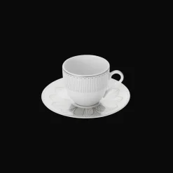 Cadeaux Thé Et Café|Accessoires Thé Et Café*Christofle Ensemble de 2 tasses à café et soucoupes en porcelaine finition Platine