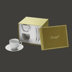 Cadeaux Thé Et Café|Accessoires Thé Et Café*Christofle Ensemble de 2 tasses à café et soucoupes en porcelaine finition Platine