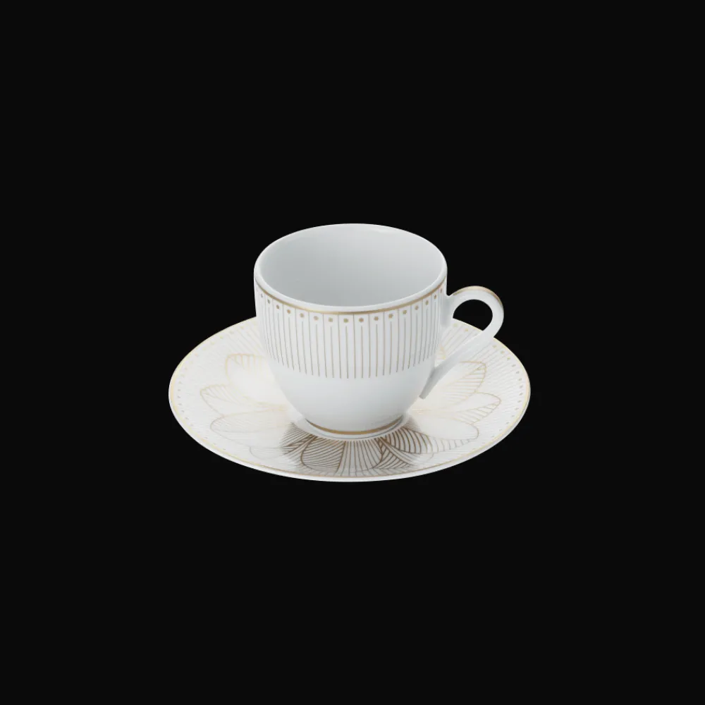 Cadeaux Thé Et Café|Accessoires Thé Et Café*Christofle Ensemble de 2 tasses à café et soucoupes en porcelaine finition Or