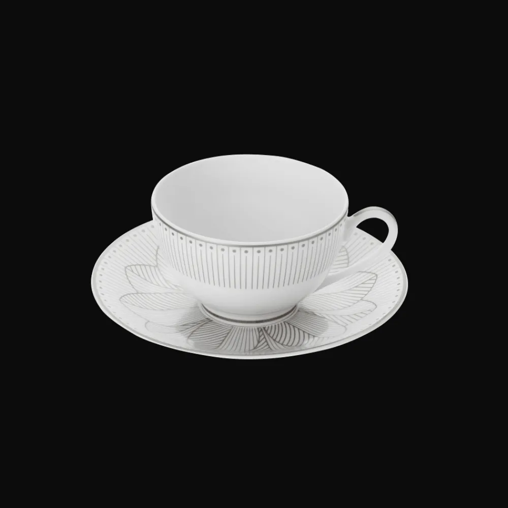 Cadeaux Thé Et Café|Accessoires Thé Et Café*Christofle Ensemble de 2 tasses à thé et soucoupes finition Platine