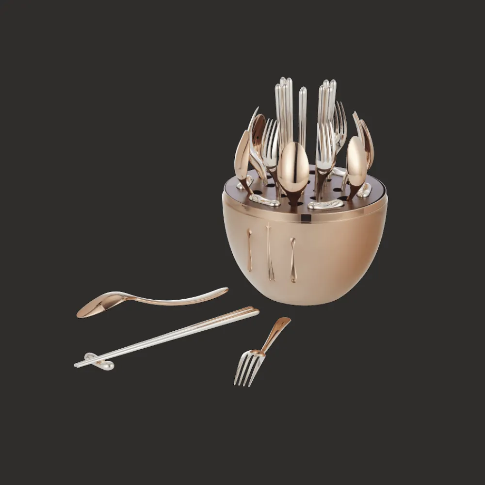 Services Asiatiques|Écrins De Couverts*Christofle Ensemble pour 6 personnes (24 pièces) Rose Gold en métal argenté avec écrin