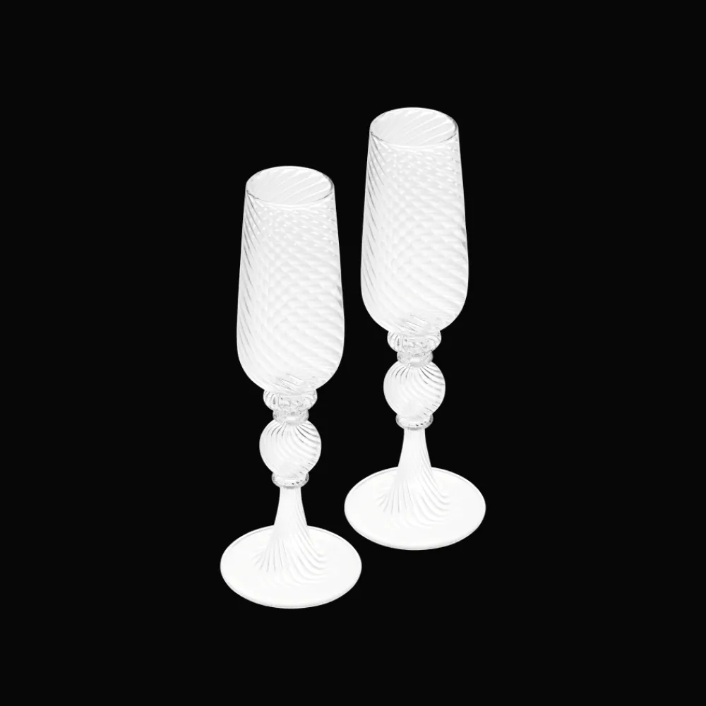 Verres En Cristal*Christofle Lot de 2 flûtes à champagne