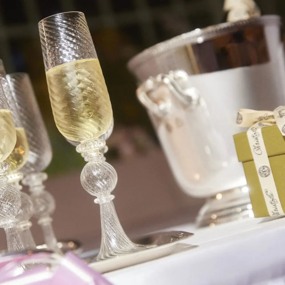 Verres En Cristal*Christofle Lot de 2 flûtes à champagne