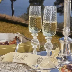 Verres En Cristal*Christofle Lot de 2 flûtes à champagne