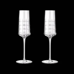 Verres En Cristal|Verres En Cristal*Christofle Lot de 2 flûtes à champagne en cristal