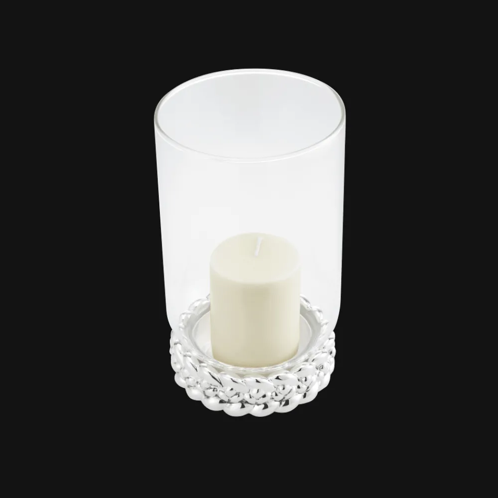 Bougeoirs Et Photophores*Christofle Photophore en métal argenté et verre borosilicate