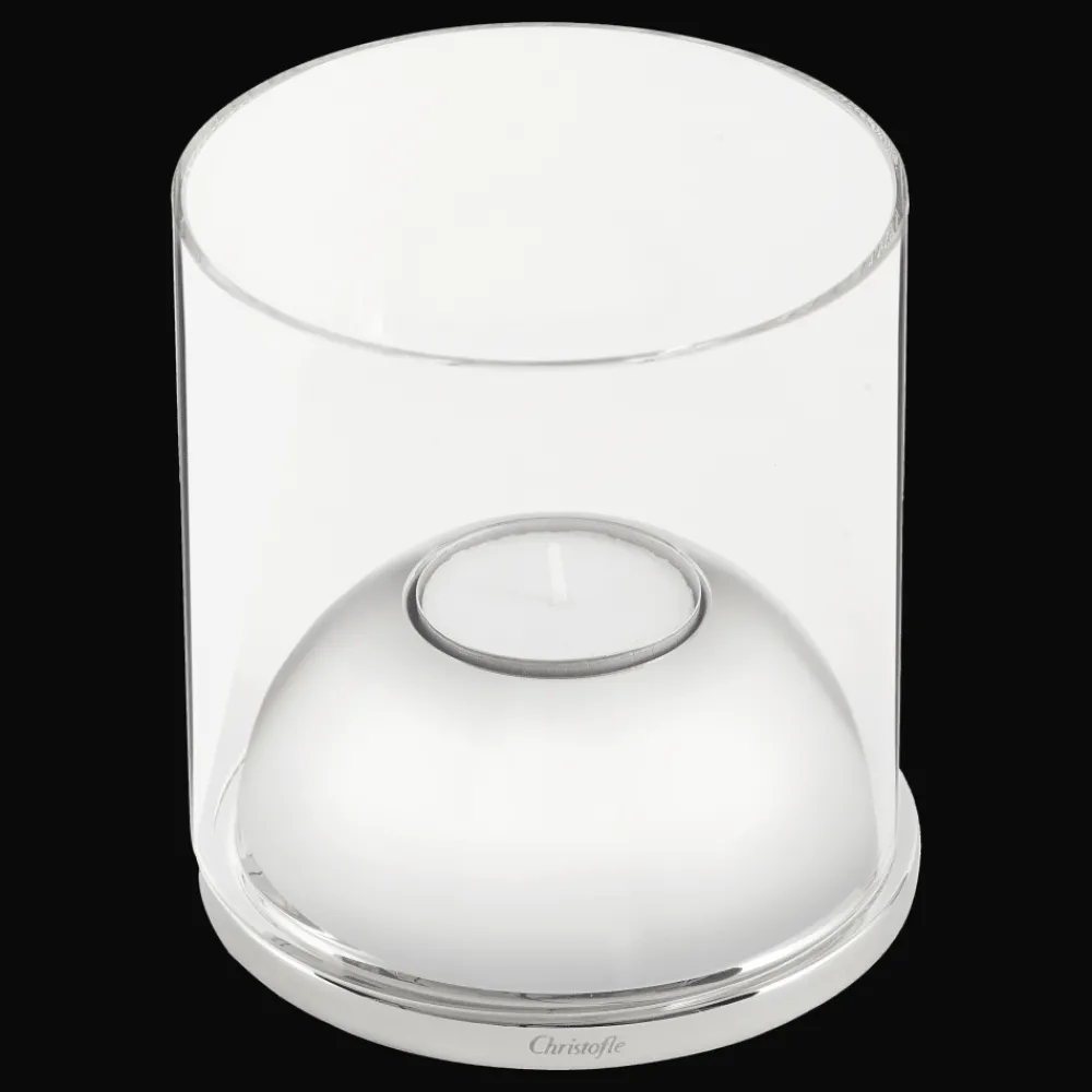 Bougeoirs Et Photophores*Christofle Photophore petit modèle en acier et borosilicate