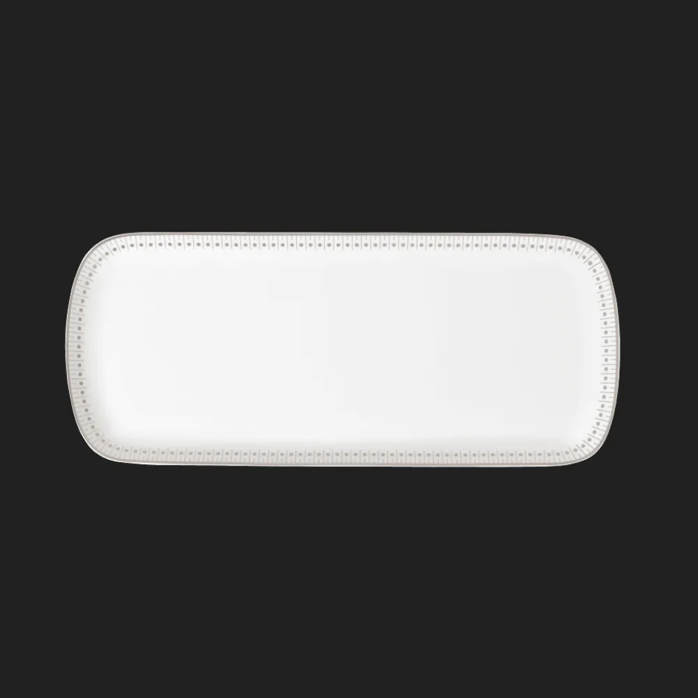 Plats|Assiettes*Christofle Plat à cake 37x16cm en porcelaine finition Platine