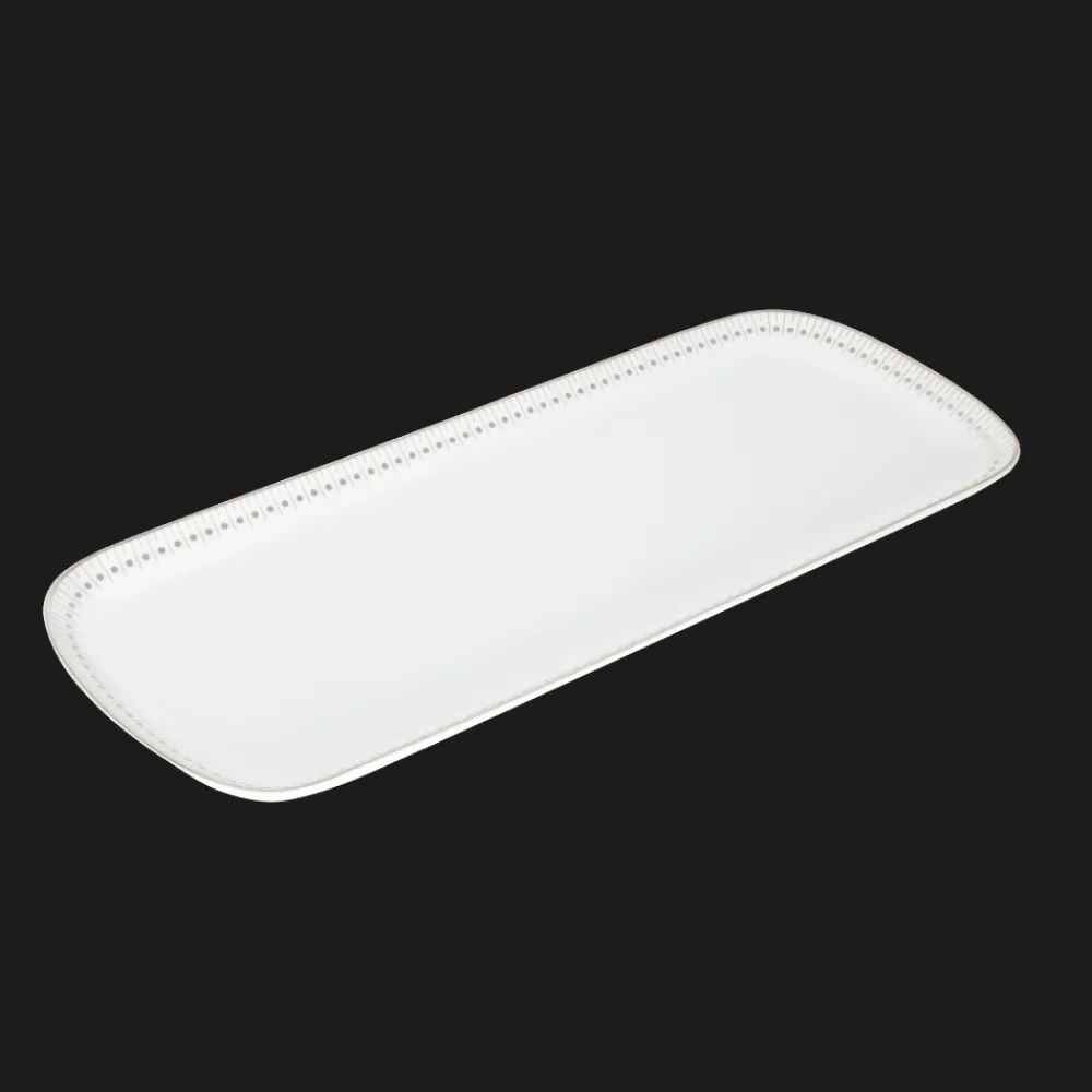 Plats|Assiettes*Christofle Plat à cake 37x16cm en porcelaine finition Platine