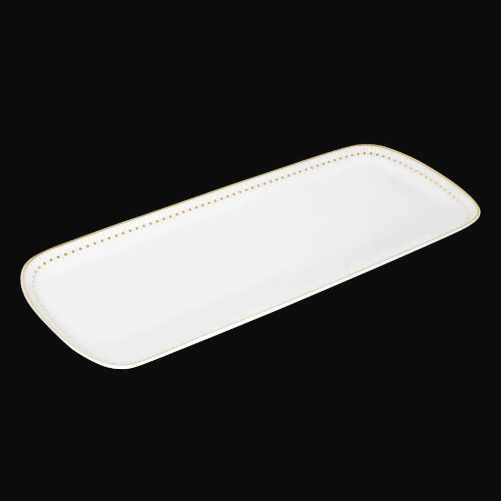Plats|Assiettes*Christofle Plat à cake 37x16cm en porcelaine finition Or