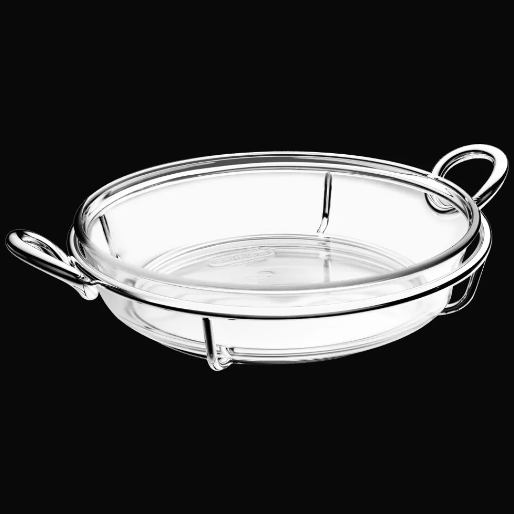Plats*Christofle Plat à gratin rond en verre et métal argenté