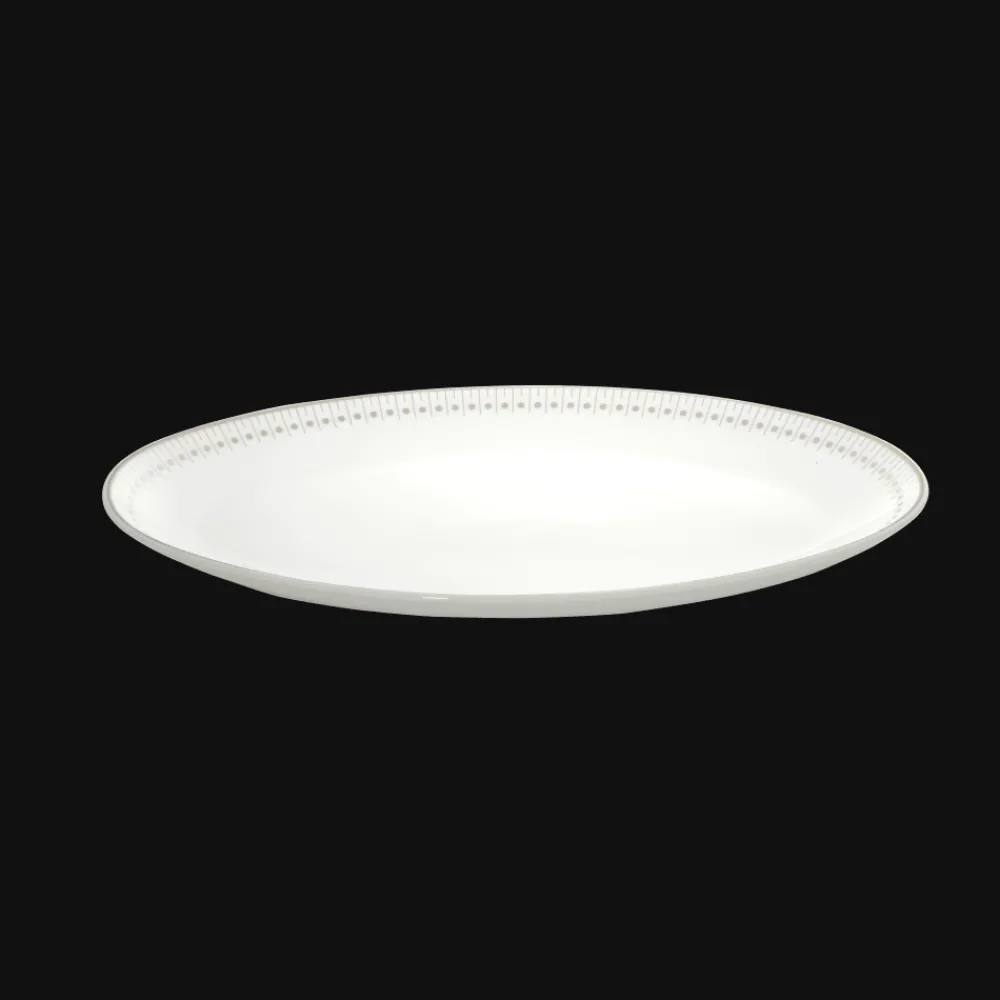 Plats|Assiettes*Christofle Plat ovale 28 cm en porcelaine finition Platine
