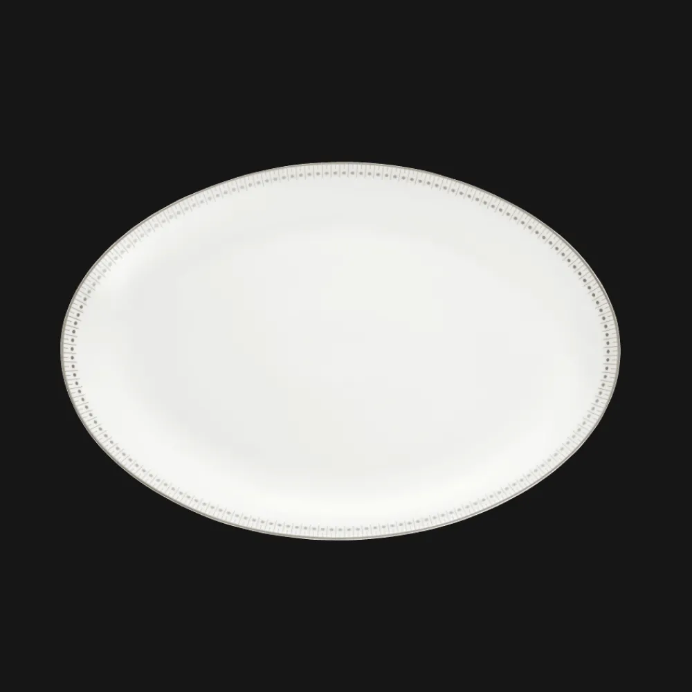 Plats|Assiettes*Christofle Plat ovale 38 cm en porcelaine finition Platine