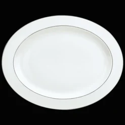 Plats*Christofle Plat ovale en porcelaine finition platine