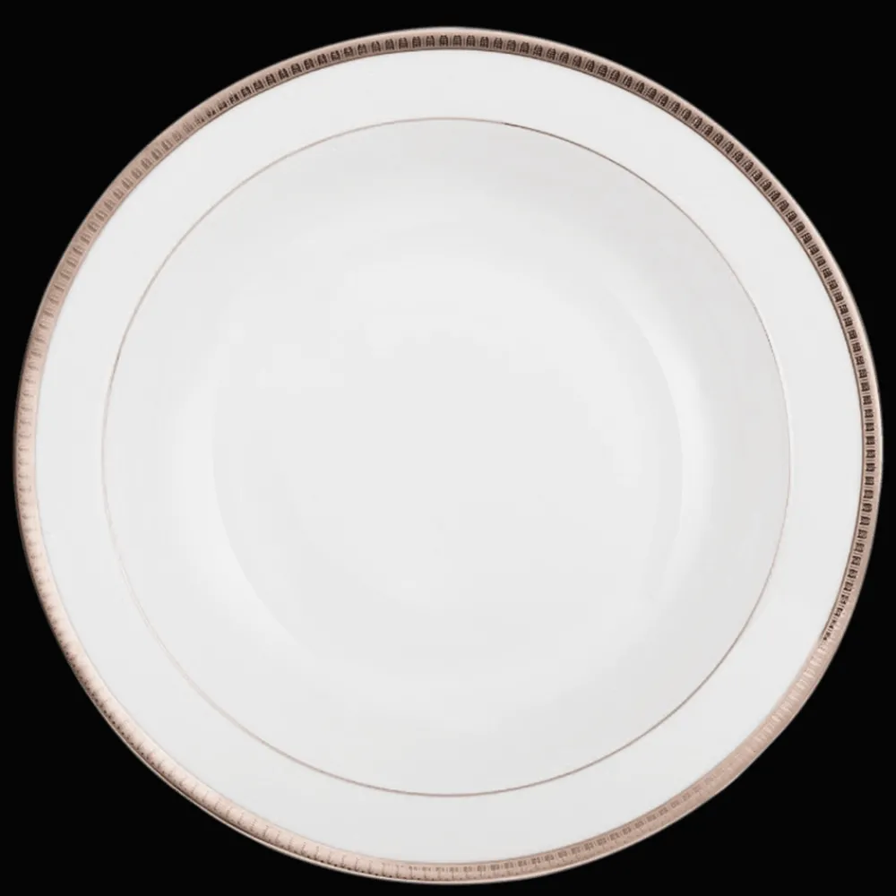 Plats*Christofle Plat rond creux en porcelaine finition platine