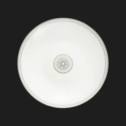 Plats*Christofle Plat rond creux en porcelaine finition Platine