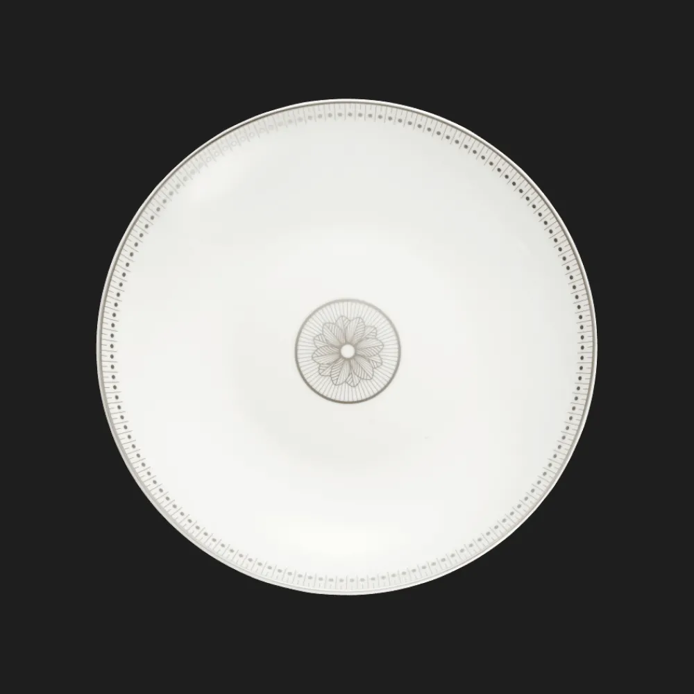 Plats*Christofle Plat rond creux en porcelaine finition Platine