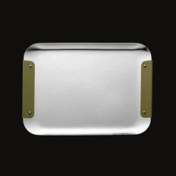 Plateaux Et Vide-Poches|Plateaux De Service*Christofle Plateau rectangulaire en acier vert impérial - 32x23cm
