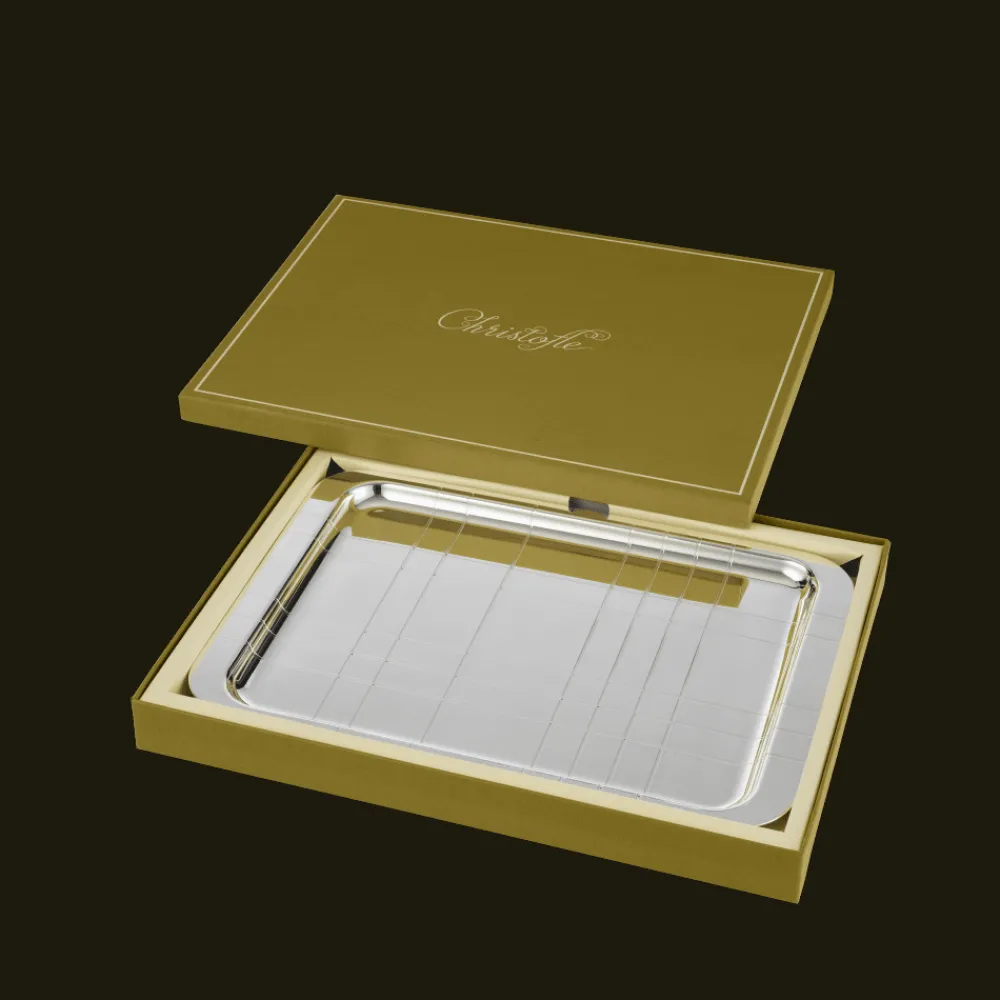 Plateaux Et Vide-Poches|Plateaux De Service*Christofle Plateau rectangulaire en métal argenté - 21 x 30 cm