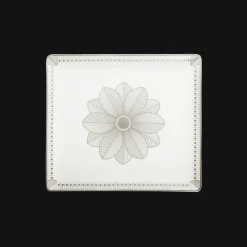 Plateaux De Service*Christofle Plateau rectangulaire 22x20 cm en porcelaine finition Platine