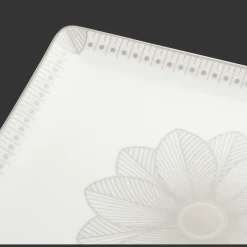 Plateaux De Service*Christofle Plateau rectangulaire 22x20 cm en porcelaine finition Platine