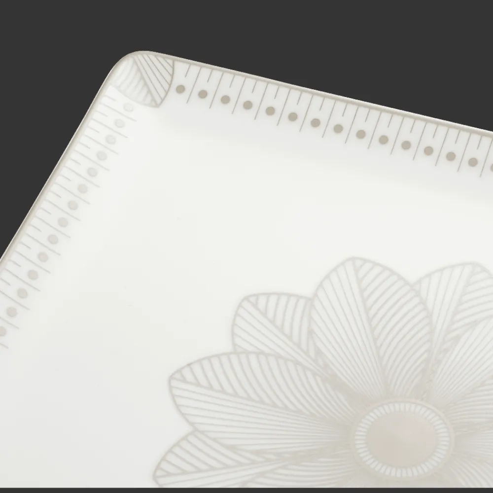 Plateaux De Service*Christofle Plateau rectangulaire 22x20 cm en porcelaine finition Platine