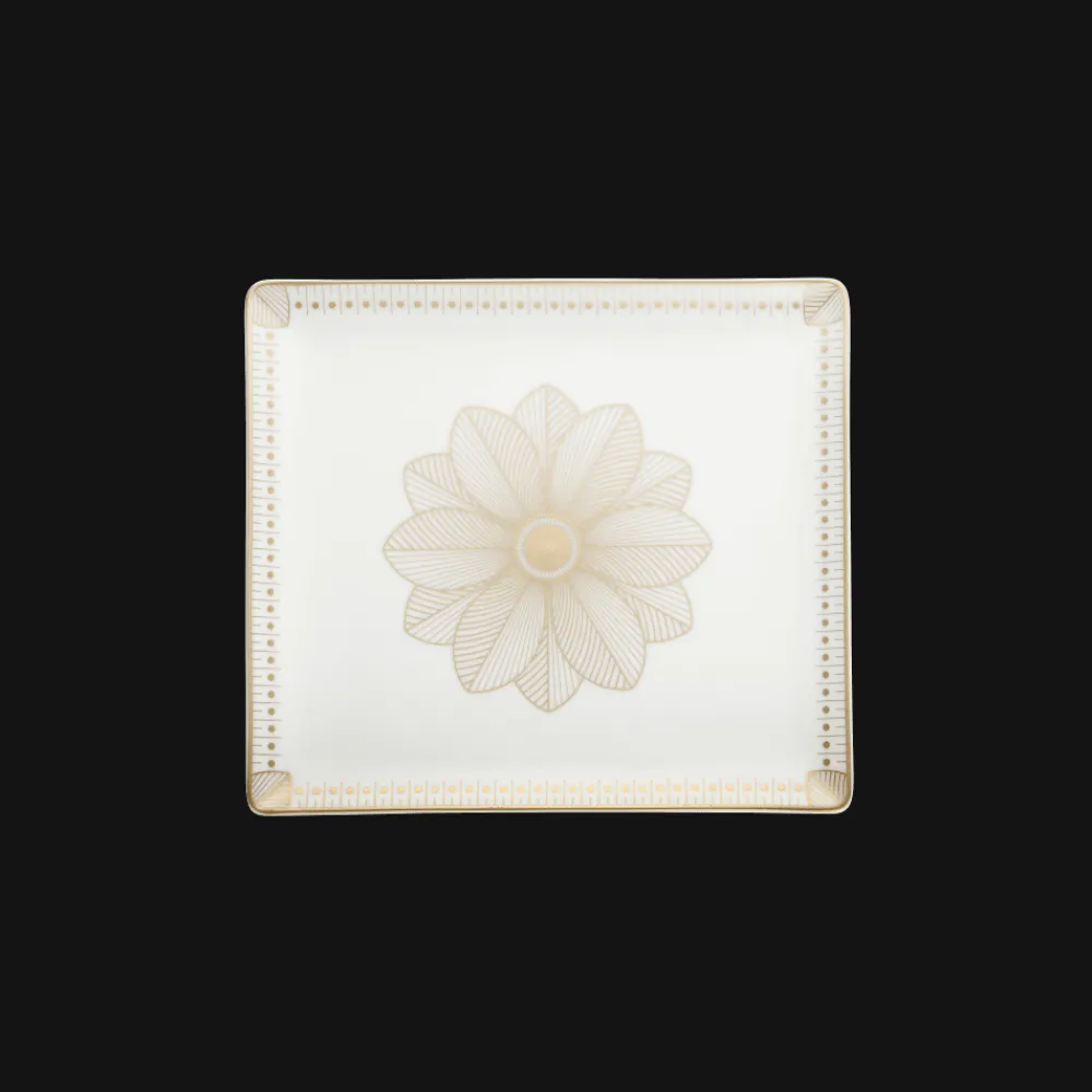 Plateaux De Service*Christofle Plateau rectangulaire 22x20 cm en porcelaine finition Or
