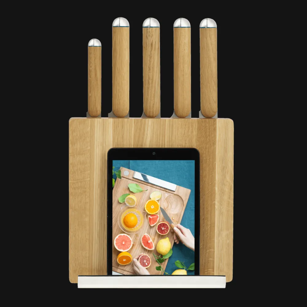 Accessoires De Table|Couteaux De Cuisine*Christofle Support pour couteaux et tablette en chêne et métal argenté