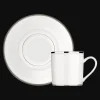 Tasses Et Bols*Christofle Tasse à café avec soucoupe en porcelaine finition platine