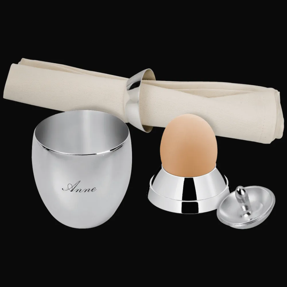 Cadeaux Personnalisables|Cadeaux Enfants*Christofle Timbale, coquetier, rond de serviette et toupie en métal argenté